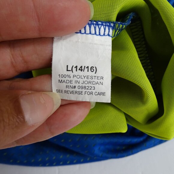 BCG Blue Green Mesh Athletic Shorts Youth Boys L 14 16 Drawstring Elastic Waist - Picture 5 of 6